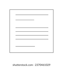 Texto sobre el objeto vector aislado monocromo plano de papel. Pegar con información. Mensaje. Documento. Dibujo de arte en blanco y negro editable. Ilustración simple de la mancha para el diseño de gráficos web