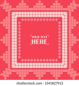 Text on postcard. Background with Norwegian pixel snowflakes. Vector illustration for web design or print.