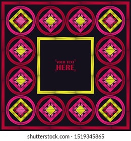 Text on postcard. Polka dots seamless pattern. Mosaic of ethnic figures. Patterned texture. Geometric background. Can be used for wallpaper, textile, invitation card, wrapping, web page background.