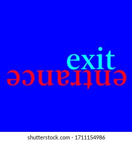 text opposite words: exit / entrance lowercase and editable vector