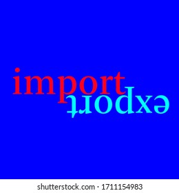 gegenüberliegende Textwörter: Import/Export von Kleinbuchstaben und bearbeiteter Vektorillustration