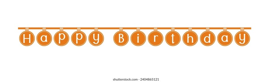A text, orange coloured decorative one have isolated happy birthday written down, background vector