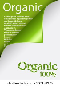Text with organic theme under curled corner of page