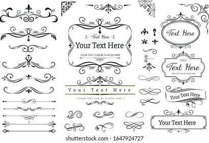 text ornaments black and white vector illustration