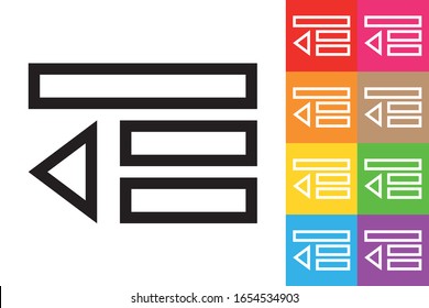 Text Oudent. Line Icon With Different Color Background.