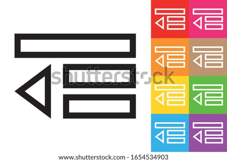 Text Oudent. Line Icon With Different Color Background.