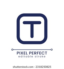 Text overlay pixel perfect linear ui icon. Adding caption to video. Footage editing tool. Provide information. GUI, UX design. Outline isolated user interface element for app and web. Editable stroke