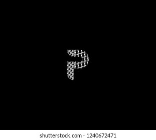 Text P Letter Monogram with Twister Floral Dots List Pattern Logotype