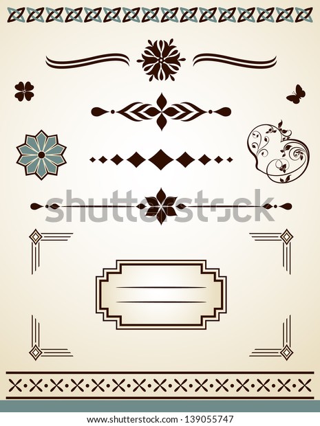 Text and\
page divider, decorations, frame and\
borders