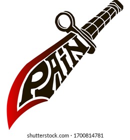 El texto "dolor" se estilizó como una imagen de un cuchillo. El dibujo es una representación visual de la sensación.