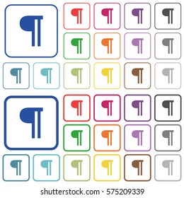 Text paragraph color flat icons in rounded square frames. Thin and thick versions included.