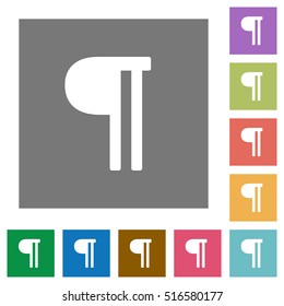 Text paragraph flat icons on simple color square background.