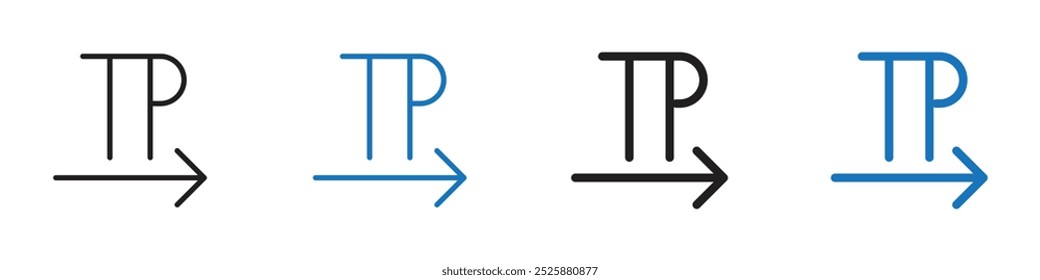 Text paragraph right icon linear graphics set vector in black