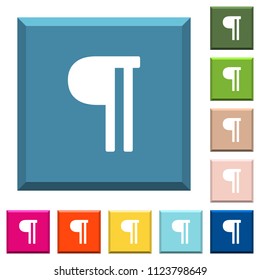 Text paragraph white icons on edged square buttons in various trendy colors