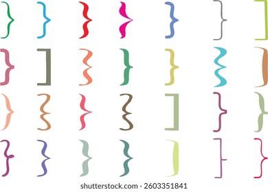Text, parenthesis or math operation brackets collection and quotation box. Curly, square and corner parentheses. Editable vector, easy to change color or size. EPS 10.