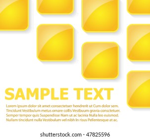 Text pattern with golden squares and shadows