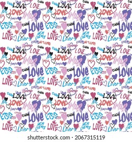 patrón de texto con símbolo de corazón. patrón de tipografía nueva trama moderna con texto de símbolo y tipografía , color , vector   