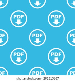 Text PDF and down arrow in circle, repeated on blue background
