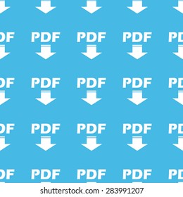 Text PDF with down arrow, repeated in straight lines on blue background