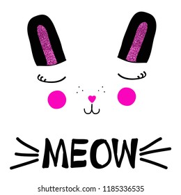 text pink color baby girl illustration cat art vector 