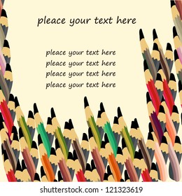 text place with colored pencils