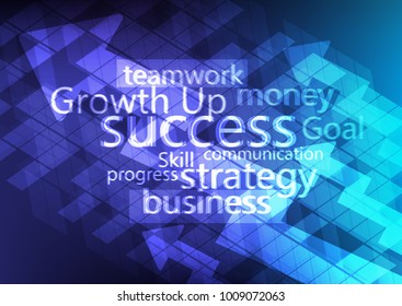 Text Plan Business with Arrow style for Growth Up and Concept on Blue half purple Background vector illustration.