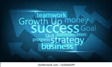 Text Plan Business,Successful and strategy with arrow symbol on blue background,Team Work concept,vector.