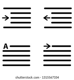 text positions icon. Text edit icon set. alignment-page, text formatting sign vector