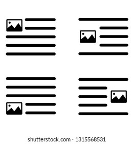text positions icon. Text edit icon set. alignment-page, text formatting sign vector