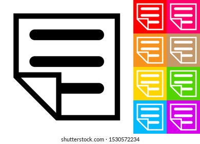 Text Post. Line Icon With Different Color Background.