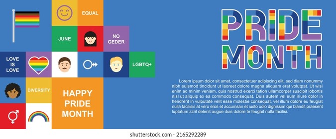 A text pride month banner to celebrate a pride month.