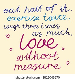 text for the print. postcard with lettering. phrase handwritten, postcard to the Valentine's day.