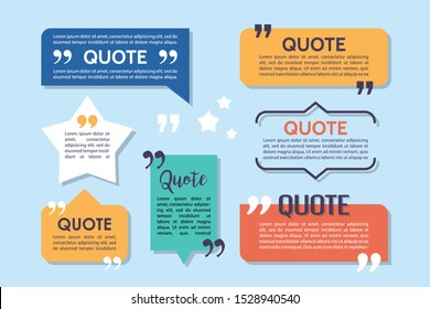 Text Quote Box And Speech Bubble Templates Set. Design Elements For Speech Bubbles Frames. Vector Illustration