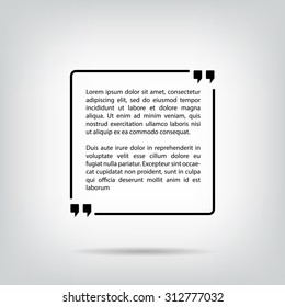 Text quote bubble square white background with shadows