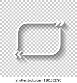 Text quote rectangle. Simple icon. White icon with shadow on transparent background