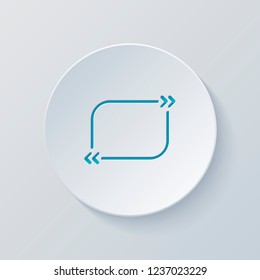 Text quote rectangle. Simple icon. Cut circle with gray and blue layers. Paper style