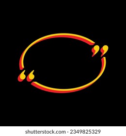 Signo de comillas de texto. Icono Amarillo extruido 3D con los lados rojos un fondo negro. Ilustración.