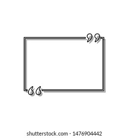 Text quote sign. Black line icon with gray shifted flat filled icon on white background. Illustration.