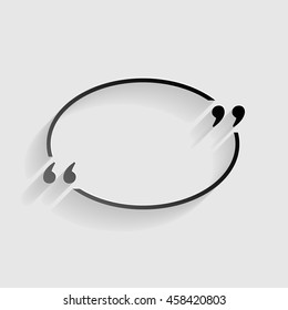 Text quote sign. Black paper with shadow on gray background.