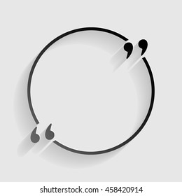 Text quote sign. Black paper with shadow on gray background.