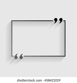Text quote sign. Black paper with shadow on gray background.