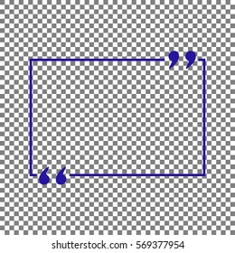 Text quote sign. Blue icon on transparent background.