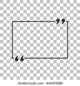 Text quote sign. Dark gray icon on transparent background.