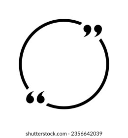 Text quote sign in flat style. Circle quotes frame icon vector