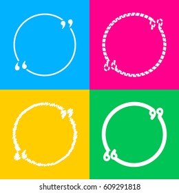 Text quote sign. Four styles of icon on four color squares.