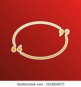 Signo de comillas de texto. Icono de gradiente dorado con contornos sobre fondo recto. Ilustración.