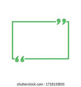 Text quote sign. Green scribble Icon with solid contour on white background. Illustration.