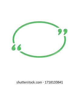Text quote sign. Green scribble Icon with solid contour on white background. Illustration.