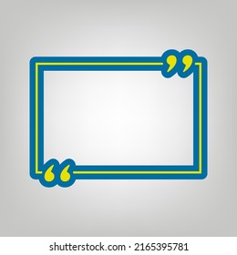 Text quote sign. Icon in colors of Ukraine flag (yellow, blue) at gray Background. Illustration.