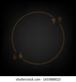 Text quote sign. Icon as grid of small orange light bulb in darkness. Illustration.